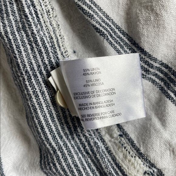 Orvis Coastal Blue and White Striped Linen Button Down Shirt - Picture 13 of 13